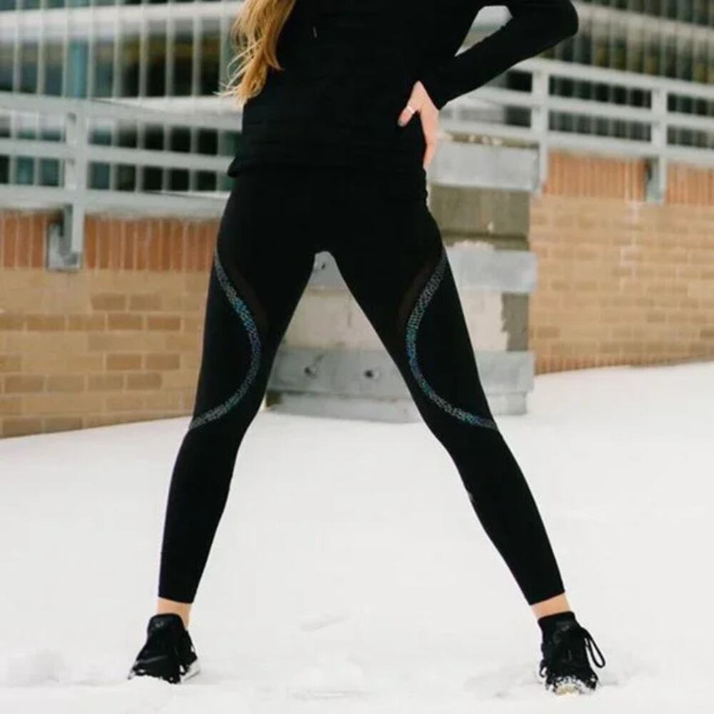 Athletic Zyia Black Reflective Serpent High Rise Legging Size 20 Iridescent